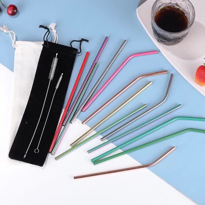 304 Stainless Steel Straws, Creative Drink Straws, Juice Straws, Outdoor Portable Straw Set, Logo Available